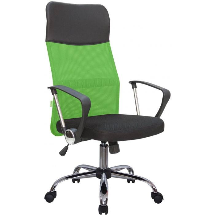 Компьютерное кресло Riva Chair 8074 зеленое, хром, спинка сетка
