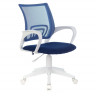 Кресло BRABIX «Fly MG-396W», с подлокотниками, пластик белый, сетка, темно-синее, 532399