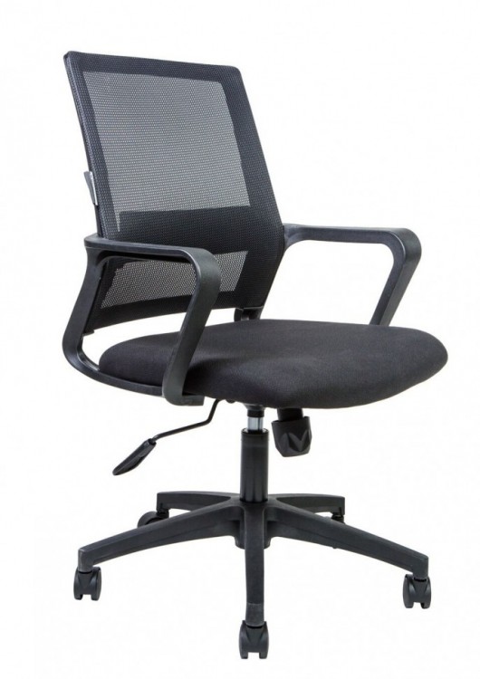 Кресло офисное / Бит LB / черный пластик / черная сетка / черная ткань