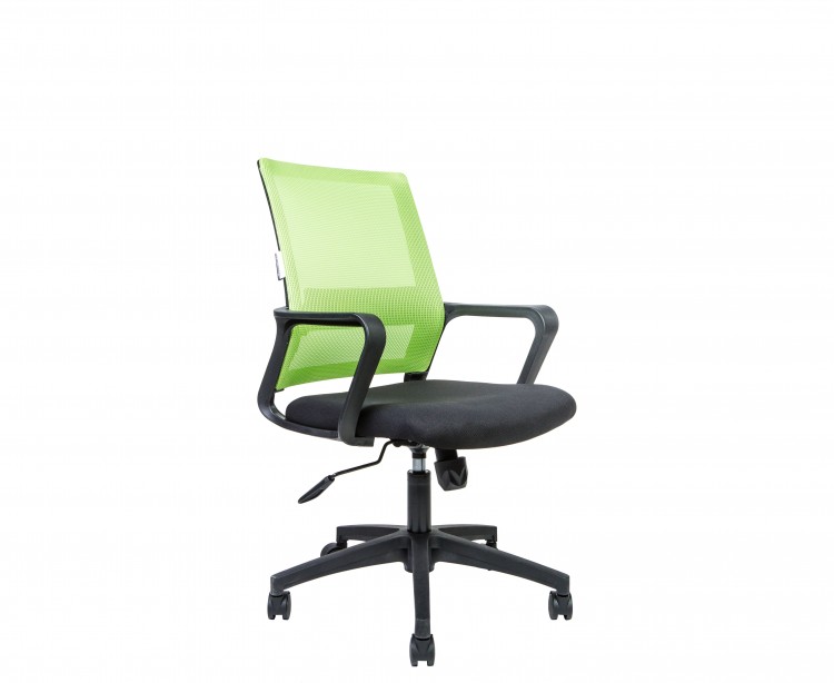 Кресло офисное / Бит LB / черный пластик / зеленая сетка / черная ткань
