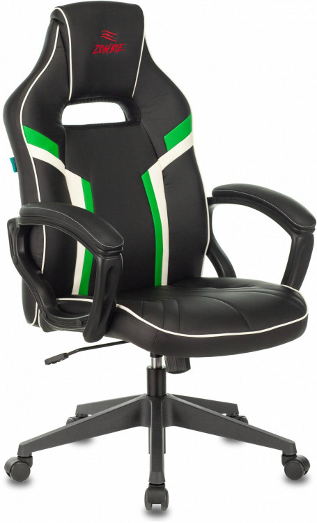 Кресло игровое Zombie Z3, обивка: эко.кожа, цвет: черный/зеленый
