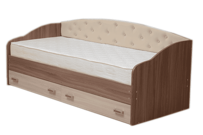 Кровать Софа-7, с мягкой накладкой (800х2000) лдсп Ясень шимо темный/ясень шимо светлый