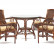 Комплект обеденный "ANDREA" ( стол со стеклом + 4 кресла + подушки) Pecan Washed (античн. орех), Ткань рубчик, цвет кремовый