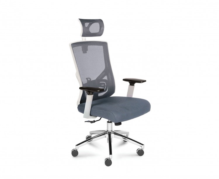 Кресло офисное / Гарда SL / белый пластик / серая сетка / серая сидушка