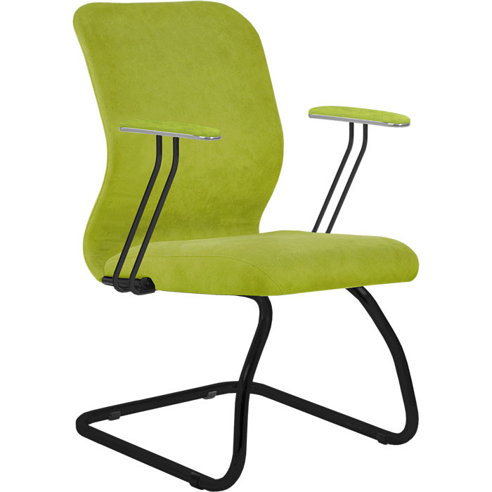 Кресло для посетителя Метта SU-Mr-4/подл.079/осн.008 оливковый, велюр, полозья