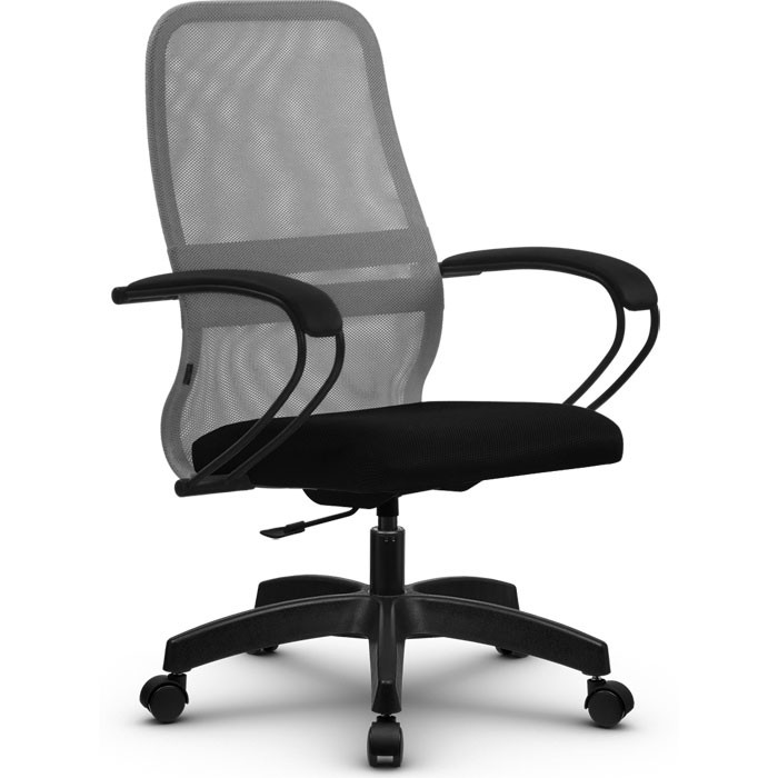 Кресло для руководителя Метта SU-CP-8P (SU-СК130-8P) PL светло-серый, сетка/ткань, крестовина пластик, пиастра