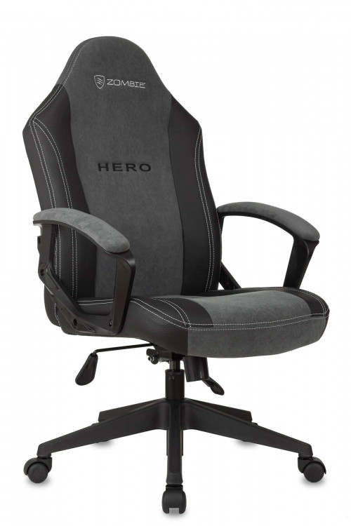 Кресло игровое Zombie Hero, обивка: текстиль/эко.кожа, цвет: серый