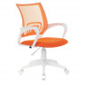 Кресло BRABIX «Fly MG-396W», с подлокотниками, пластик белый, сетка, оранжевое, 532401
