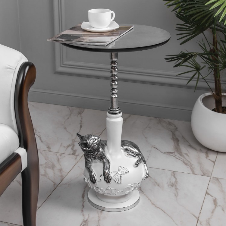 Столик декоративный Кошка Агнесса Античное серебро