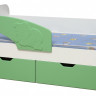 Кровать детская Винни-Пух, 800х1700 мдф мат белый/светло-зеленый (левая)