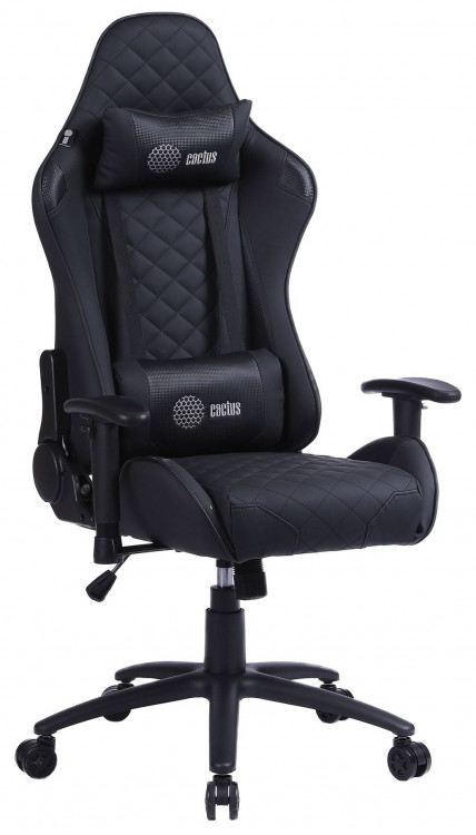 Кресло игровое Cactus CS-CHR-030BL, обивка: эко.кожа, цвет: черный