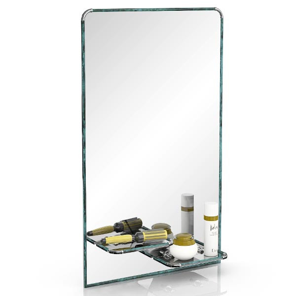Зеркало 123Д малахит, ШхВ 45х75 см., зеркало для ванной комнаты, две полочки