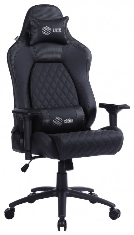 Кресло игровое Cactus CS-CHR-130, обивка: эко.кожа, цвет: черный