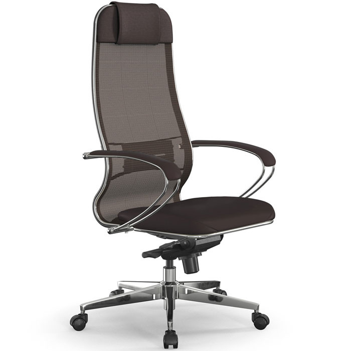 Кресло для руководителя Samurai Comfort S Infinity темно-коричневый, сетчатая спинка