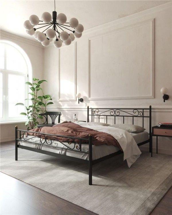 Кровать "Франческа" с изножьем (120х200/ноги металл/цвет Черный)