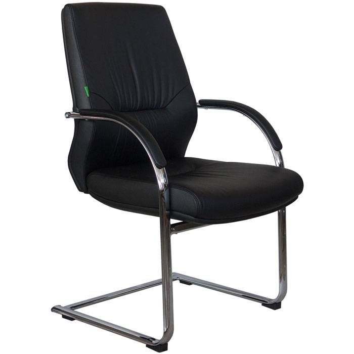 Кресло для посетителя Riva Chair C1815 черное, хром, кожа
